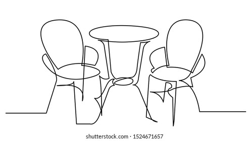 Continuous Line Drawing Of Iron Cast Patio Furniture