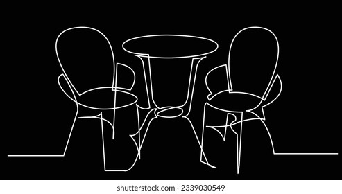 continuous line drawing of iron cast patio furniture