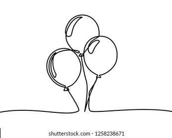continuous line drawing of isolated vector object air balloon. vector illustration.