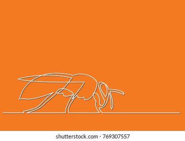 continuous line drawing of isolated vector object - honey bee