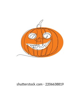 continuous line drawing jack o lantern illustration vector