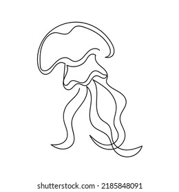 Continuous line drawing jellyfish . One line drawing design. Vector illustration.