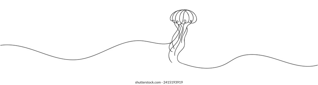 Continuous line drawing jellyfish . One line drawing design. Vector illustration