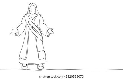 Continuous line drawing Jesus  Black   white vector minimalist illustration religion concept