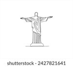 
Continuous line drawing of Jesus Christ, son of God, biblical easter illustration. Vector illustration one drawn line of the symbol image of the sign of the logo of the statue of Jesus Ch