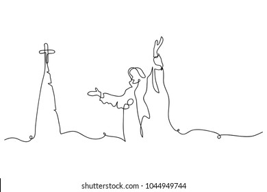 Continuous line drawing of Jesus Christ vector illustration