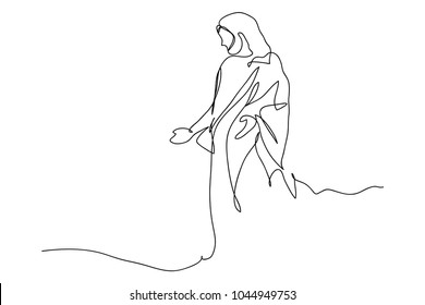 Continuous line drawing Jesus Christ  
linear style   Hand drawn Vector illustrations