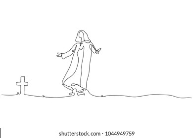 Continuous line drawing of Jesus Christ vector illustration