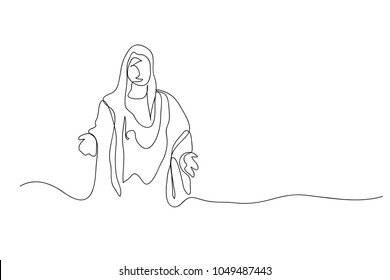 continuous line drawing of Jesus Christ religion illustrator
