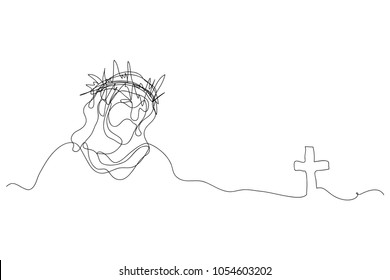 Continuous line drawing of Jesus Christ vector illustration