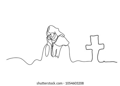 Continuous line drawing of Jesus Christ vector illustration