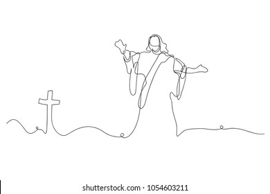 Continuous line drawing of Jesus Christ vector illustration