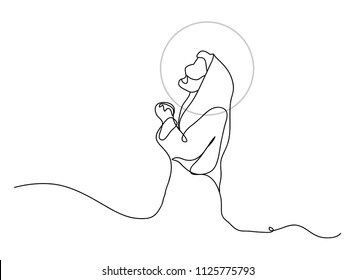 Continuous line drawing of Jesus Christ vector illustration