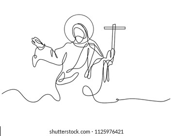 Continuous line drawing of Jesus Christ ,
linear style and Hand drawn Vector illustrations