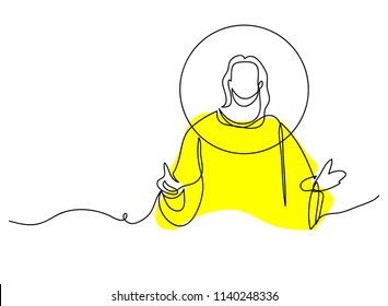 continuous line drawing of Jesus Christ religion illustrator
