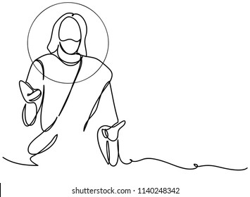 continuous line drawing of Jesus Christ religion illustrator
