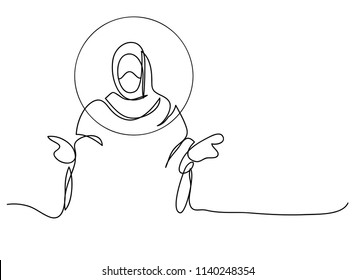 continuous line drawing of Jesus Christ religion illustrator
