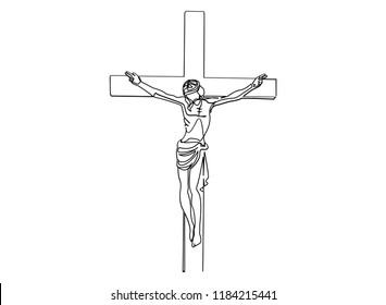 Continuous line drawing of Jesus Christ vector illustration