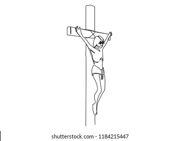 Continuous line drawing of Jesus Christ vector illustration