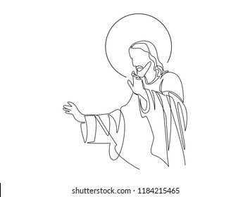 Continuous line drawing Jesus Christ vector illustration