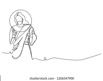Continuous line drawing of Jesus Christ ,
linear style and Hand drawn Vector illustrations