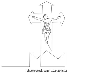 Continuous line drawing of Jesus Christ ,
linear style and Hand drawn Vector illustrations