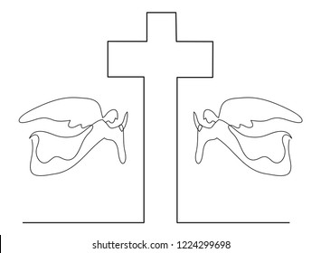 Continuous line drawing of Jesus Christ ,
linear style and Hand drawn Vector illustrations