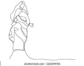 Continuous line drawing of Jesus Christ ,
linear style and Hand drawn Vector illustrations