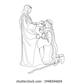 Continuous line drawing of Jesus Christ vector illustration