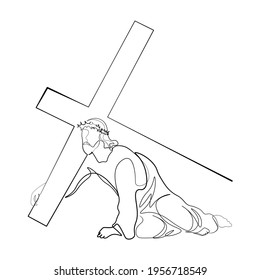 Continuous line drawing of Jesus Christ vector illustration Religious concept