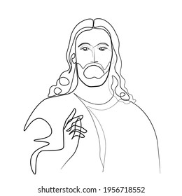 Continuous Line Drawing Jesus Christ Vector Stock Vector (Royalty Free ...