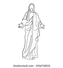 Continuous line drawing of Jesus Christ vector illustration Religious concept