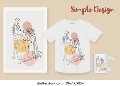 Continuous line drawing of Jesus Christ vector illustration