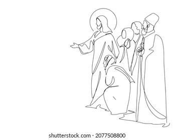 Continuous line drawing of Jesus Christ vector illustration Testament
Bible