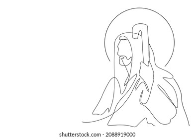 Continuous line drawing Jesus Christ vector illustration Testament
Bible