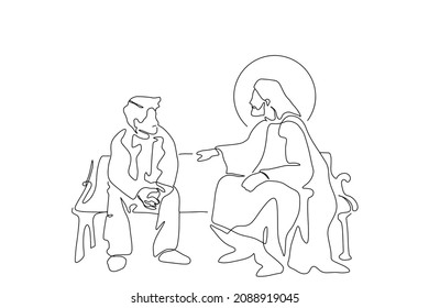 Continuous line drawing of Jesus Christ vector illustration Testament
Bible