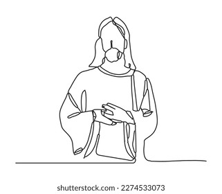 Continuous line drawing of Jesus Christ vector illustration Testament Bible.