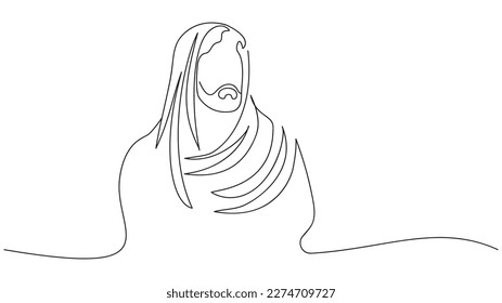Continuous line drawing of Jesus Christ, Vector