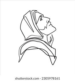 Continuous line drawing of Jesus Christ vector illustration Bible words
