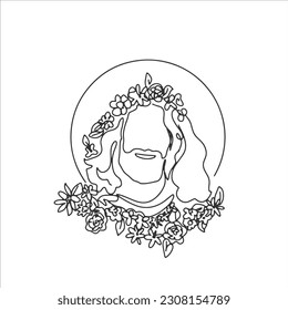 Continuous line drawing of Jesus Christ vector illustration Bible words