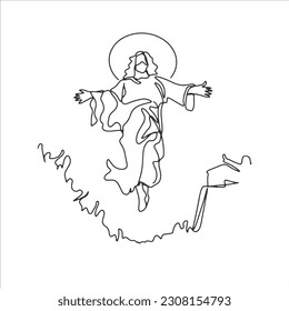 Continuous line drawing of Jesus Christ vector illustration Bible words
