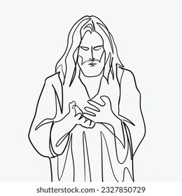 Continuous line drawing of Jesus Christ vector illustration Bible words  blessings pray