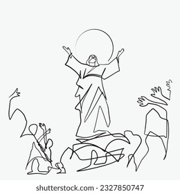 Continuous line drawing of Jesus Christ vector illustration Bible words  blessings pray