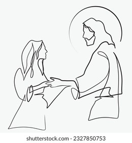 Continuous line drawing of Jesus Christ vector illustration Bible words  blessings pray