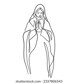 Continuous line drawing Jesus Christ vector illustration Bible words blessings pray   nun Mary