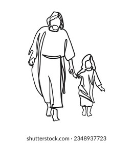 Continuous line drawing of Jesus Christ vector illustration Bible words  blessings pray