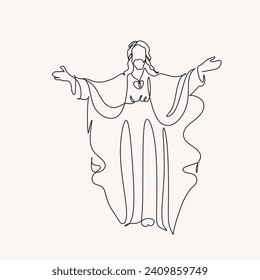 Continuous line drawing of Jesus Christ vector illustration Testament Bible