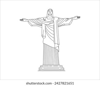 
Continuous line drawing of Jesus Christ, son of God, biblical easter illustration. Vector illustration one drawn line of the symbol image of the sign of the logo of the statue of Jesus Ch
