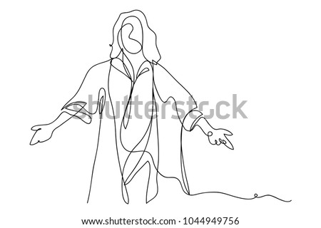 Continuous line drawing of Jesus Christ vector illustration