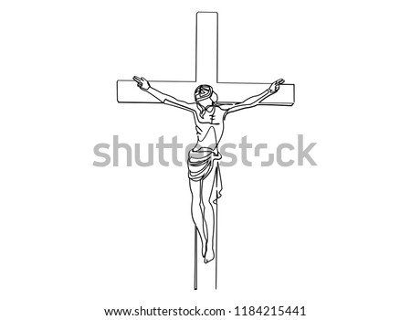 Continuous line drawing of Jesus Christ vector illustration